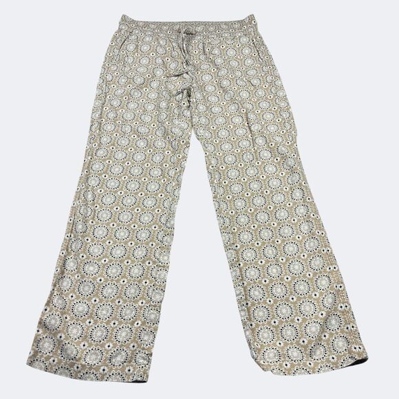Ann Taylor Linen Blend Straight Leg Pants Boho Geometric Print Lightweight Small - Picture 1 of 12